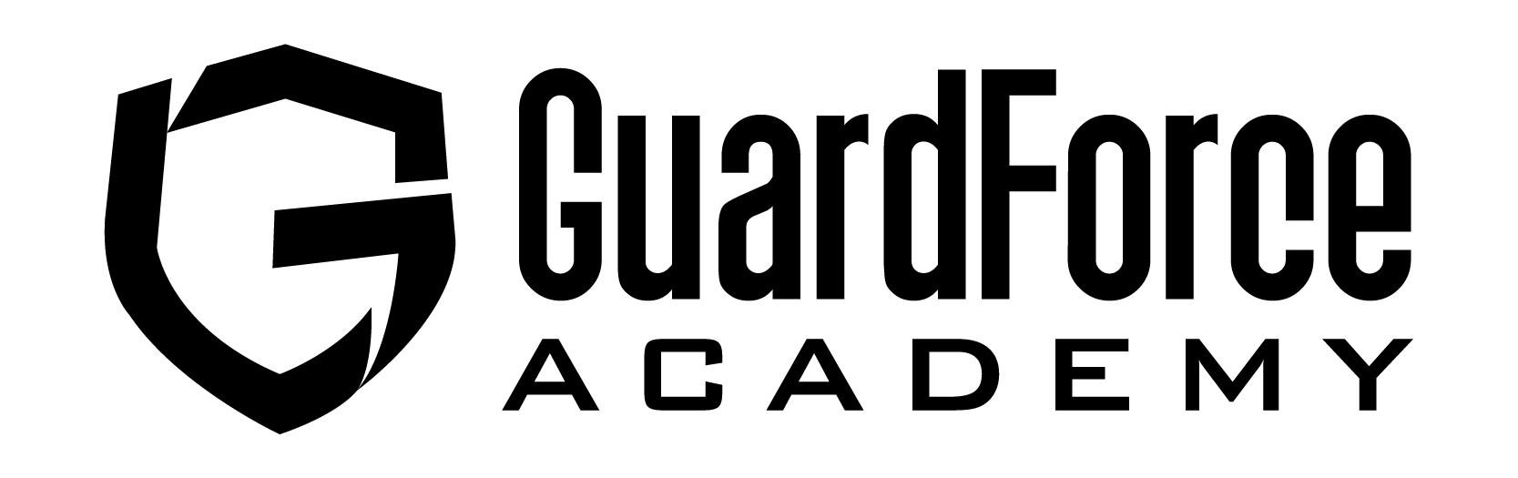 Logo of GuardForce Academy featuring a stylized shield and the name 'GuardForce Academy' in bold letters.